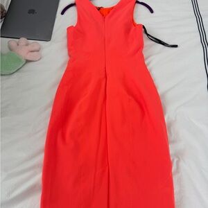Karen Millen orange Sheath Midi Dress V-Neck Sleeveless
